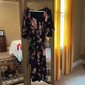 Beautiful navy floral, midi length dress